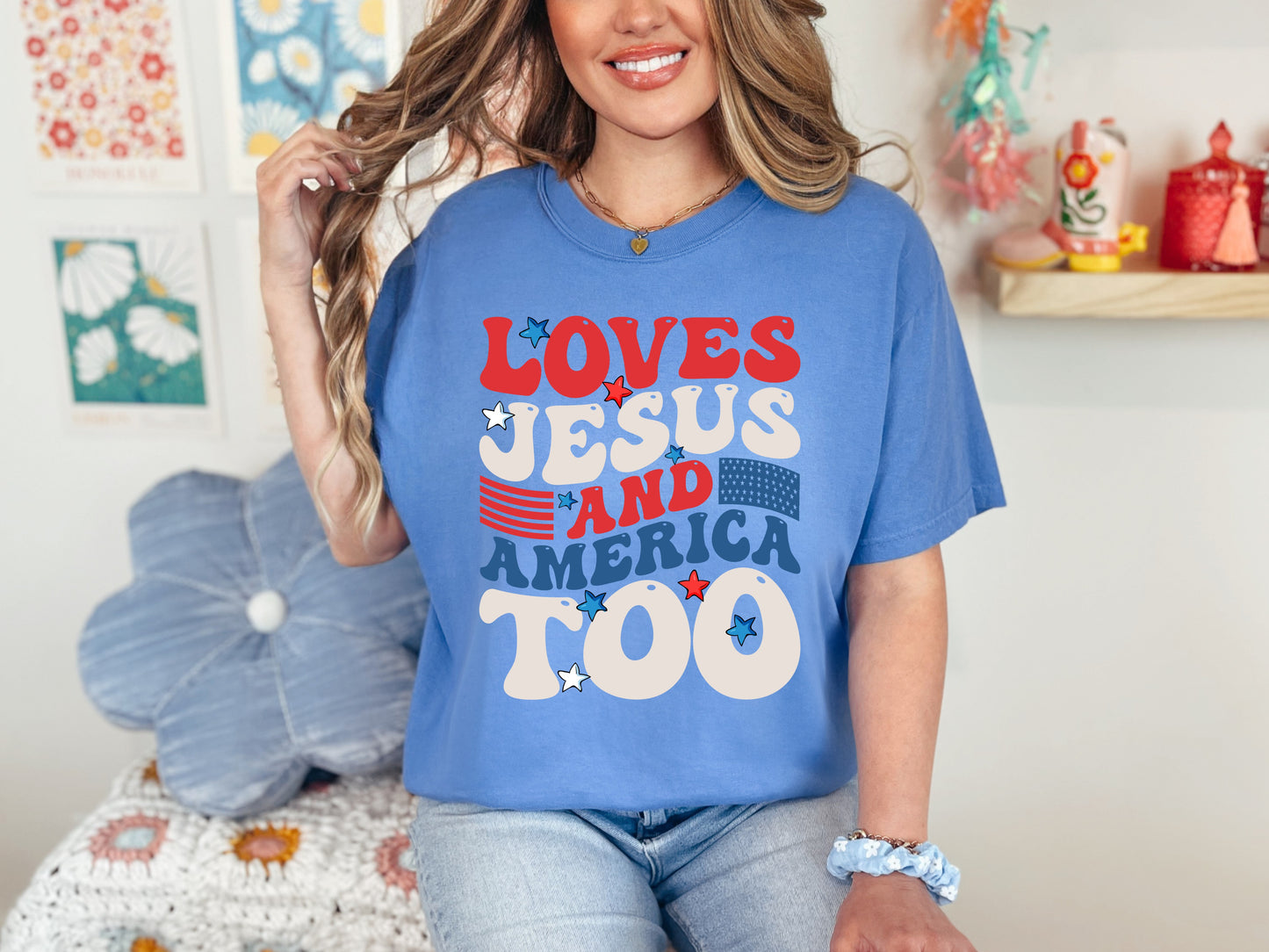 Loves Jesus and America Too Tshirt