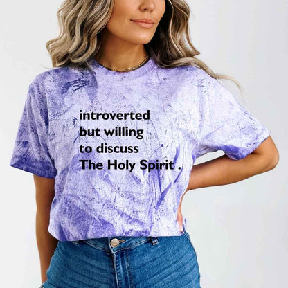 Introverted But Willing to Discuss the Holy Spirit Unisex Fit Comfort Colors ColorBlast Tshirt